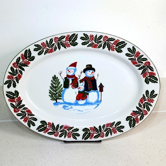 Vintage Christmas Oval Platter 14x10 GEi Design - Picture 1 of 5
